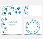 Set vector illustration blue bell-shaped bloom, summer flower Campanula