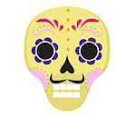 Sugar skull icon, flat, cartoon style. Cute dead head, skeleton for the Day of the Dead in Mexico. Isolated on white background. Vector illustration, clip art