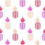 Pink pineapple seamless fruit pattern. Ananas vector texture design for fabric and apparel.