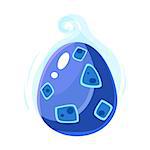 Blue Misty Egg, Fantastic Natural Element Egg-Shaped Bright Color Vector Icon. Video Game Template Item For Magic Flash Game Design Constructor Isolated Cartoon Object.
