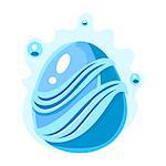 Blue Egg With Bubbles And Stripes, Fantastic Natural Element Egg-Shaped Bright Color Vector Icon. Video Game Template Item For Magic Flash Game Design Constructor Isolated Cartoon Object.