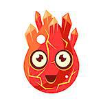 Red Lava Element Egg-Shaped Cute Fantastic Character With Big Eyes Vector Emoji Icon. Video Game Template Item For Magic Flash Game Design Constructor Isolated Cartoon Object.