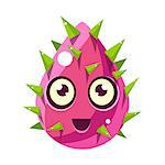 Pink Plant Bud With Spikes, Egg-Shaped Cute Fantastic Character With Big Eyes Vector Emoji Icon. Video Game Template Item For Magic Flash Game Design Constructor Isolated Cartoon Object.