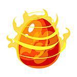 Fire Element Egg With Flames, Fantastic Natural Element Egg-Shped Bright Color Vector Icon. Video Game Template Item For Magic Flash Game Design Constructor Isolated Cartoon Object.
