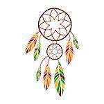 Double Dream Catcher With Feathers, Native Indian Culture Inspired Boho Ethnic Style Print. Tribal American Stylized Vector Illustration For Hipster Fashion Typographic Template.