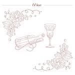 Vintage Bottle And Wine Glass Hand Drawn Realistic Detailed Sketch In Beautiful Classy Style On White Background