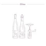 Two Wine Bottles And Corkscrew Hand Drawn Realistic Detailed Sketch In Beautiful Classy Style On White Background
