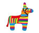 Pinata icon, flat style. Donkey colorful. Isolated on white background. Vector illustration, clip-art
