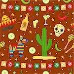 Cinco de Mayo seamless pattern. Mexican holiday endless background, texture. Vector illustration