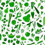 Green vegetables, detox. Seamless pattern design Vector illustration