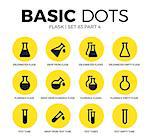 Flask flat icons set with test tubes, florence flask and erlenmeyer flask isolated vector illustration on white