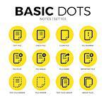 Notes flat icons set with text file, check file and clean file isolated vector illustration on white