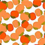 Peach seamless vector pattern on white. Orange juicy fruits repeat background.
