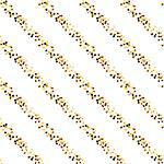 Gold foil glitter line stripes white seamless pattern. Vector shimmer abstract oblique lines white texture. Sparkle shiny striped background.