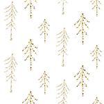 Gold foil glitter pine woods seamless pattern. Vector shimmer abstract forest white texture. Sparkle shiny trees background.