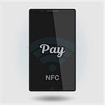 Nfc payment vector illustration. Mobile payment trough POS. Making wireless transactions. Smart phone concept icon.