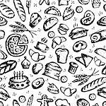 Bakery seamless pattern, sketch background for your design. Vector illustration