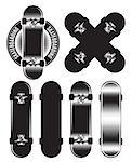 Vector set of badges, design elements with skateboards