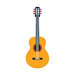 Acoustic Guitar, Part Of Musical Instruments Set Of Realistic Cartoon Vector Isolated Illustrations. Music Orchestra Related Object , Simple Clipart Item In Bright Color.