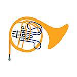 Brass Horn, Part Of Musical Instruments Set Of Realistic Cartoon Vector Isolated Illustrations. Music Orchestra Related Object , Simple Clipart Item In Bright Color.