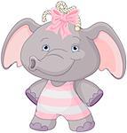 Illustration of cute baby elephant girl