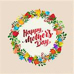 Lettering Happy Mothers Day beautiful greeting card. Bright vector illustration with flowers.