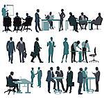 Set of businesspeople in office, consulting, conference, meeting