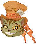 Cheshire cat in Top Hat and monocle in steampunk stile