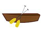 Wooden boat with paddles. icon flat, cartoon style. Isolated on white background. Vector illustration, clip-ar