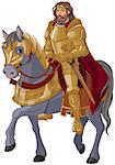 Medieval king horseback in full armor