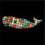 Whale undersea color silhouette animal. Vector Illustrator.