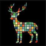 Deer woodland color silhouette animal. Vector Illustrator.