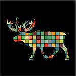 Deer northern color silhouette animal. Vector Illustrator.