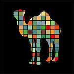 Camel mammal color silhouette animal. Vector Illustrator.