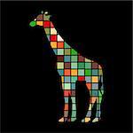 Giraffe mammal color silhouette animal. Vector Illustrator.