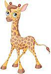 Illustration of little cute giraffe calf