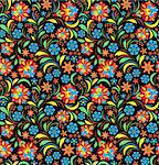 Vector illustration of seamless pattern with traditional russian floral ornament.Khokhloma.