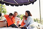 Family Enjoying Day Out In Boat On River Together