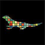 Varan lizard reptile color silhouette animal. Vector Illustrator.