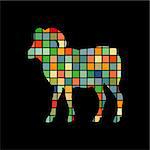 Ram farm mammal color silhouette animal. Vector Illustrator.