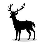 Deer woodland black silhouette animal. Vector Illustrator.