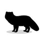 Fox arctic black silhouette animal. Vector Illustrator.