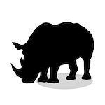 Rhinoceros mammal black silhouette animal. Vector Illustrator.