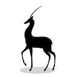 Antelope mammal black silhouette animal. Vector Illustrator.