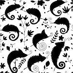 Chameleon collection, seamless pattern for your design. Vector illustration