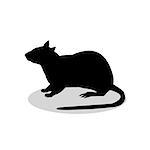 Rat mouse rodent black silhouette animal. Vector Illustrator.
