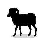 Ram farm mammal black silhouette animal. Vector Illustrator.