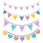 Vector vintage bunting flags and garlands set isolated