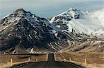 View along a country road in Iceland in winter.