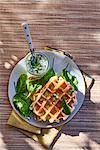 Waffles with courgettes and spinach